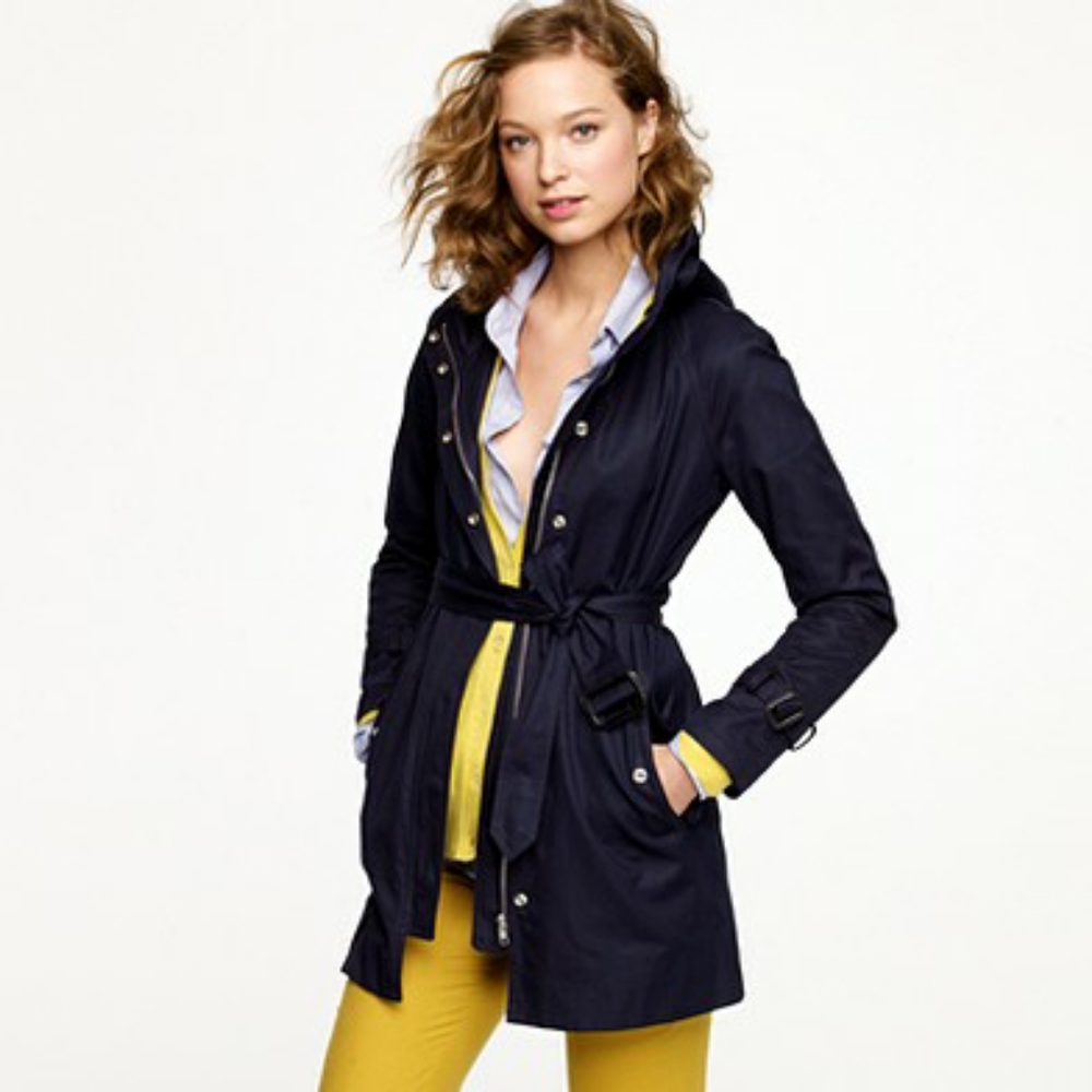 JCrew Navy Blue Matinee Trench Cotton Jacket Coat
